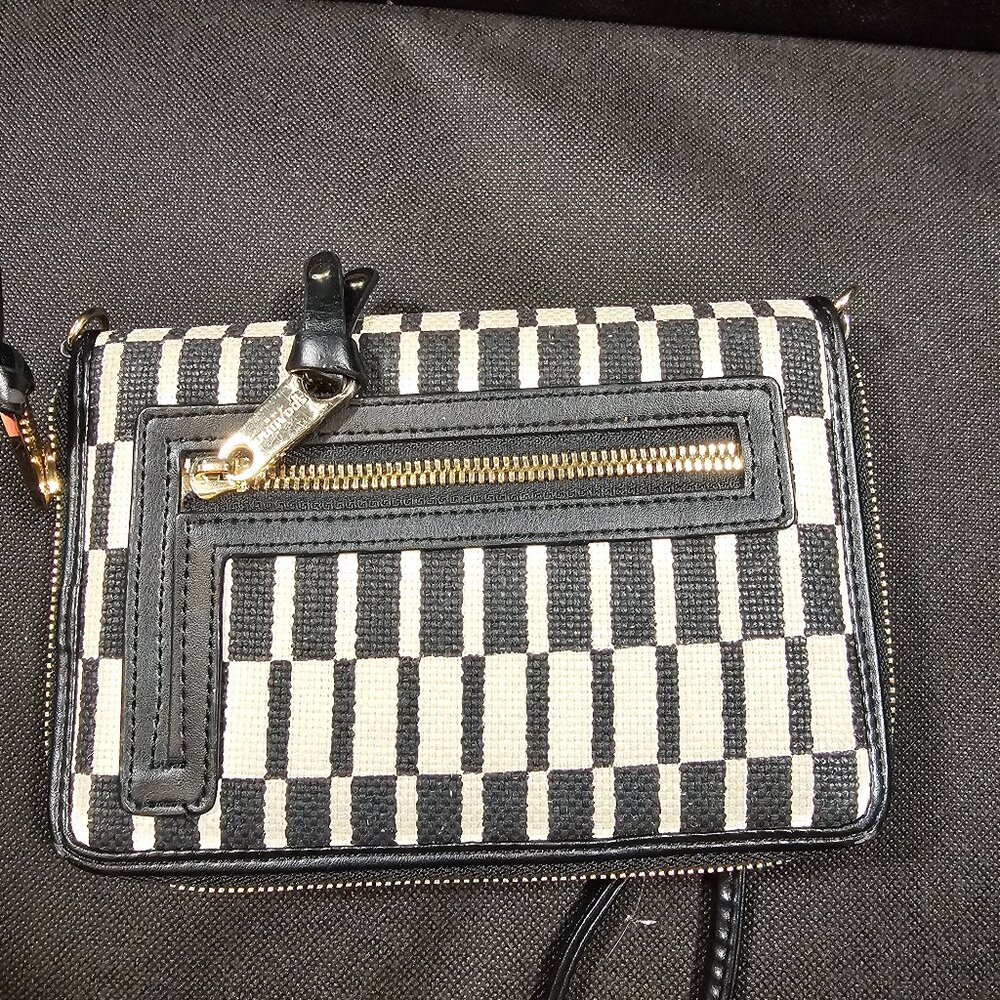 Spartina black leather and linen wristlet - Picture 2 of 4